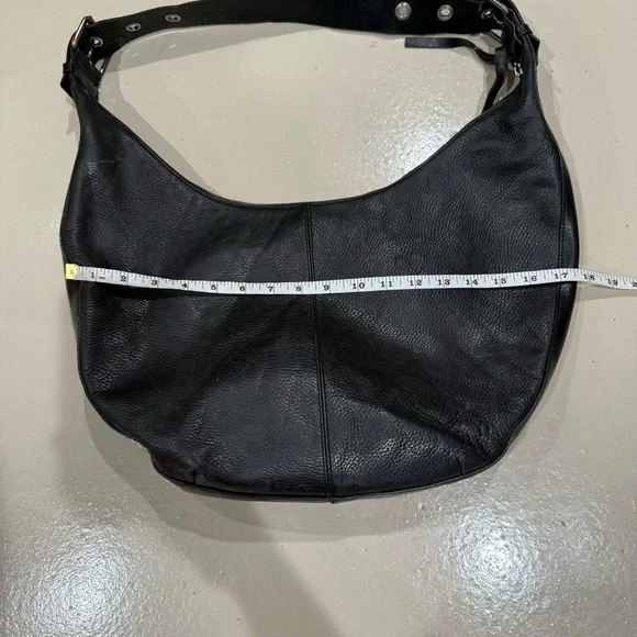 SOLD Vintage Banana Republic Black Leather Hobo Bag shoulder purse grunge everyd - Picture 15 of 16